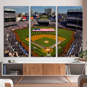 Yankee Stadium Canvas Wall Art - Panoramic Baseball Game Day View, New York Stadium Print, Perfect for Sports Fans, Ready to Hang Decor