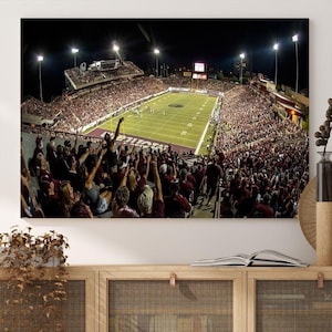 Washington Grizzly Stadium Leinwanddruck, American Football Wand Kunst Leinwanddruck, Sport Wandkunst Druck