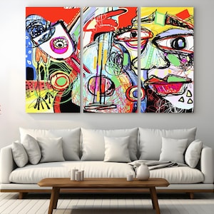 Picasso Style Modern Abstract Art, Picasso Wall Art, Picasso Art Print, Modern Wall Art, Modern Living Room Decor, Canvas, Cubism Painting