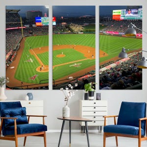 Los Angeles Stadium Wall Art Canvas Print, Framed Angel Stadium Field Art Picture Print, Anaheim Stadium Perfect Sports Room Decor Artwork