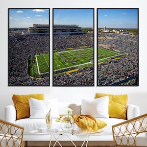Notre Dame Stadium Wall Art Canvas Print, Sports Grill Bar Wall Art Print Notre Dame Fighting Irish Stadium Sports Room Decor Wall Art Print