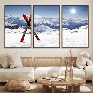 Mountain Ski Canvas Print Ski Lodge Decor Country Wall Art Winter Sports Print Skis Print Ski Print Resort Decor | Farmhouse Wall Art Decor