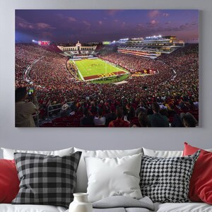 Los Angeles Memorial Coliseum Canvas Wall Art - Football Game Night View, California Stadium, Perfect for Sports Fans, Ready to Hang Decor
