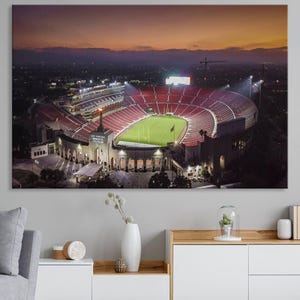 Los Angeles Memorial Coliseum Canvas Wall Art - Evening Stadium View, California Stadium Print, Perfect for Sports Fans, Ready to Hang Decor