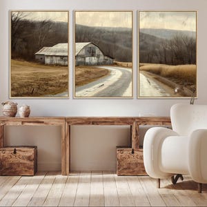 Rustikale Scheunenwand Kunst Leinwanddruck, gerahmter Vintage Bauernhaus Kunst Bilddruck, nostalgischer Bauernhof Perfektes rustikales Bauernhausdekor Kunstwerk