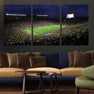 Michigan Football Stadium Wall Art Canvas Print, NFL Wall Art, Sports Room Wall Art Print, Football Lover Decor, Sports Grill Bar Wall Decor