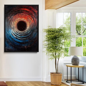 Wood Vortex Wall Art Canvas Print, Framed Abstract Swirl Art Picture Print, Wood Tree Texture Perfect Modern Decor Artwork