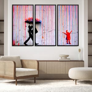 Graffiti Girl Canvas Print: Framed Urban Pop Art Triptych
