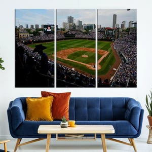 Wrigley Field Chicago Cubs Stadium Wall Art Canvas Print - Baseball Multi Panel Wall Art Print - Ready to Hang - Framed Wall Art