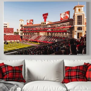 Jones AT&T Stadium Canvas Wall Art - Panoramic Night Football Game View, Texas Stadium Print, Perfect for Sports Fans, Ready to Hang Decor