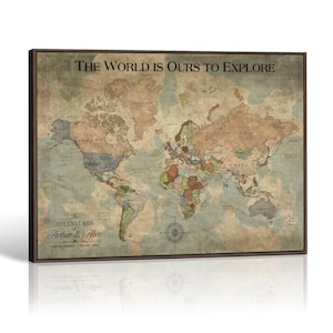 Customized World Map Canvas Print, Map Of The World, Personalized World Map, Custom Push Pin World Map, Foam Map, Personalized Office Decor