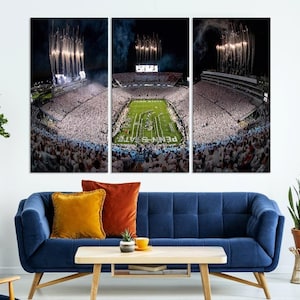 Beaver Stadium Penn State Football Canvas Wall Art, Pennsylvania Football Stadium Ready to Hang Print Beaver Stadium Penn State Night Game
