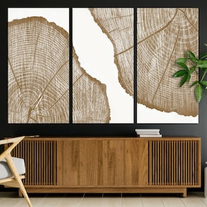 Tree Ring Linocut Print Farmhouse Canvas Print Wood Texture Print Wood Cut Print Wooden Print Large Wall Art Wood Decor Minimalist Wall Art