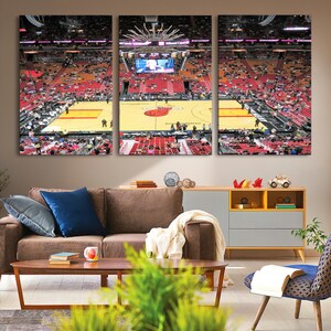 Impresión en lienzo del estadio Miami Heat del Kaseya Center: arte mural de baloncesto de la NBA