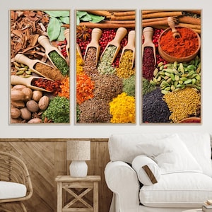 Colorful Spices Canvas Print: Kitchen Wall Art - Restaurant Decor