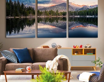 Bear Lake Colorado Leinwanddruck Rocky Mountain Nationalpark Natur Wandkunst Neblige Landschaft Multi-Panel-Wand-Kunst Leinwanddruck, fertig zum Aufhängen