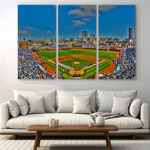 Wrigley Field Stadium Chicago Cubs Stadium Wall Art Canvas Print - Baseball Multi Panel Wall Art Print - MLB Wall Art - Sports Lovers Gifts
