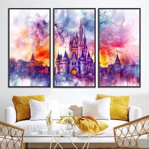 Cinderella Castle Canvas Art Print: Disneyland Watercolor Painting, Ready to Hang