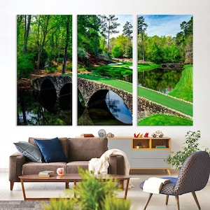 Impression sur toile Augusta National Golf Club, impression de parcours de golf, Amen Corner, cadeaux de golf, décoration de club de golf, grande toile d&#39;art