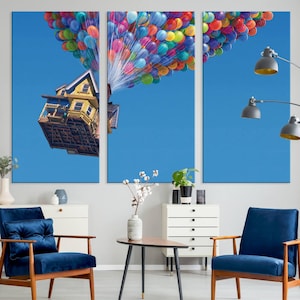 Carl Fredricksen&#39;s House Wall Art Canvas Print, Up Movie Pixar Canvas, Disney Print, Child Room Decor Canvas Print, Wall Art Balloons Canvas