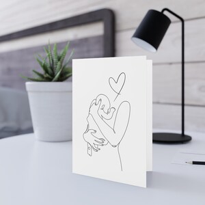 Mother and Baby Heart, Baby Shower card, minimalist, fine line greeting card, congratulations, modern greetings cards