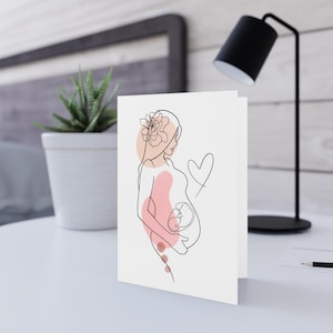 Zwangerschapshart, babyshowerkaart, minimalistisch, fijne lijn wenskaart, gefeliciteerd, moderne wenskaarten