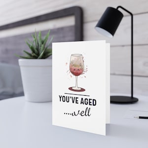 aged well wine, elegant neutral design, decorative wine happy birthday Card, gifts for her, greeting cards, cute cards