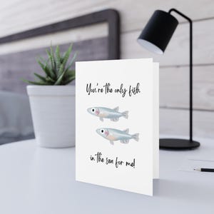 Only fish in the sea, cute pun, Minimalist decorative Card, gifts for her, gifts for him, greeting cards, cute cards, food theme card