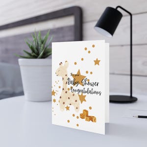 Carte de baby shower girafe et étoiles, minimaliste, carte de voeux fine, félicitations, cartes de voeux modernes