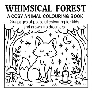 Wunderliche Waldtiere Malbuch | Druckbare gemütliche Waldseiten für Kinder & Erwachsene | Digitaler Download Ausmal-PDF
