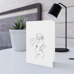 Zwangerschapshart, babyshowerkaart, minimalistisch, fijne lijn wenskaart, gefeliciteerd, moderne wenskaarten