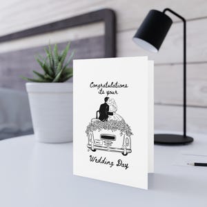 Just Married, trouwdagkaart, minimalistisch, fijne lijnwenskaart, gefeliciteerd bruid en bruidegom, moderne wenskaarten
