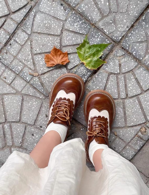 Zapatos Oxford con cordones retro Haruka hechos a mano, mocasines - Main Image