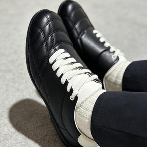 Handmade Black Leather Sneakers | Minimalist Quilted Design | Custom Artisan Shoes | Comfortable Casual Leather Footwear for Men & Women