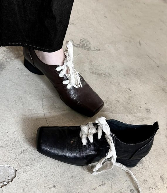 vintage square toe leather shoes