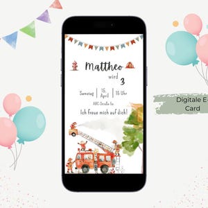 Invito compleanno bambini vigili del fuoco - personalizzabile - e-card - invito digitale compleanno ragazzi