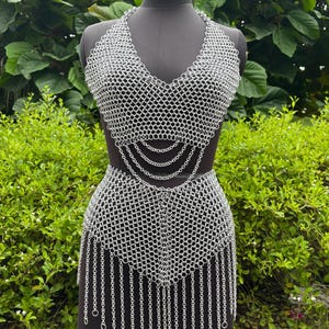 Fashionable Medieval Aluminium Butted 10 mm 16 Guage Chainmail Top With Skirt For Hot Women TYPE 2