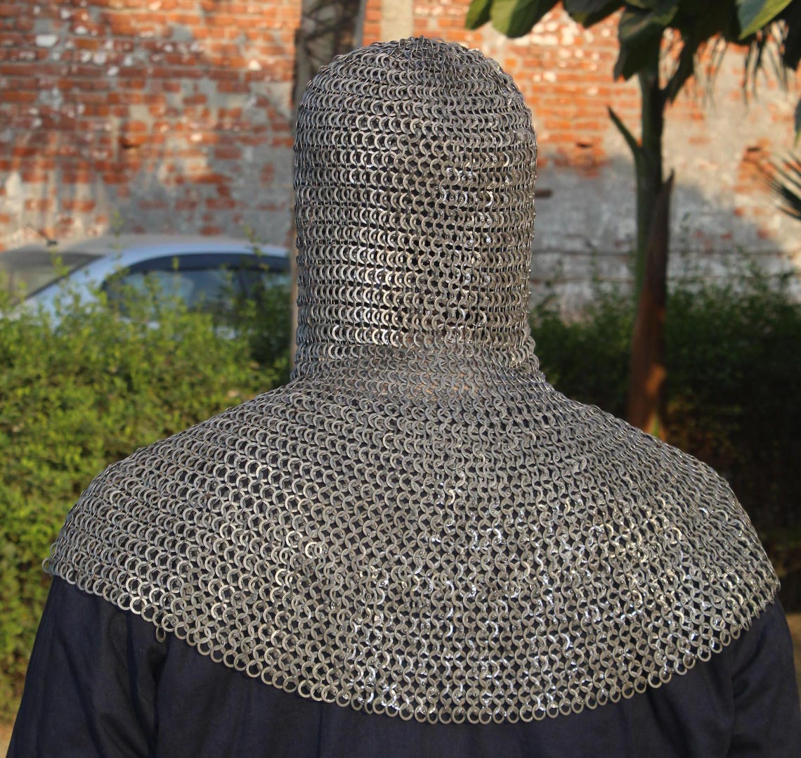 Five Rings Rivet Chainmail 8mm Wedge Revied Chainmail Coif Flat Ring Riveted With Washer | Mild ...
