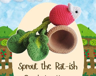 Sprout the Rat-ish (SOLO schema all'uncinetto) / Buttercupcrochets / Cibo Animale / Ravanello Radice vegetale Ratto
