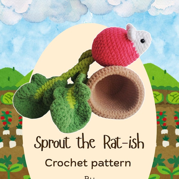Sprout the Rat-ish (crochet pattern ONLY) | Buttercupcrochets | Food Animal | Radish Root vegetable Rat