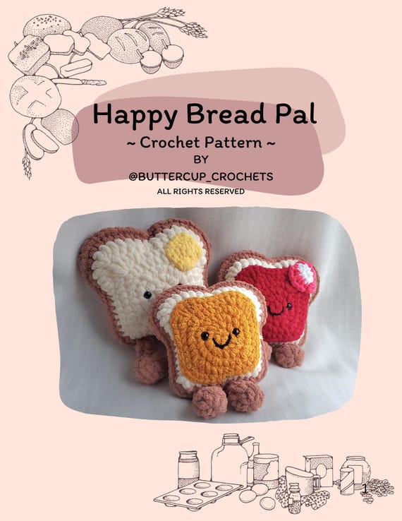 Happy Bread Pal (crochet pattern ONLY) | Buttercupcrochets | Jellycat Amusables Bread
