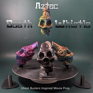Aztec Death Whistle - Ghostbusters: Afterlife Prop | Black, White, Tri-Color & Wood PLA | Optional Stand and/or Leather Cord