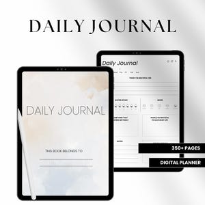 Digital Daily Journal Goodnotes iPad Undated Planner Hyperlinked Self Care Journal Minimalist All In One Template Notability Notebook