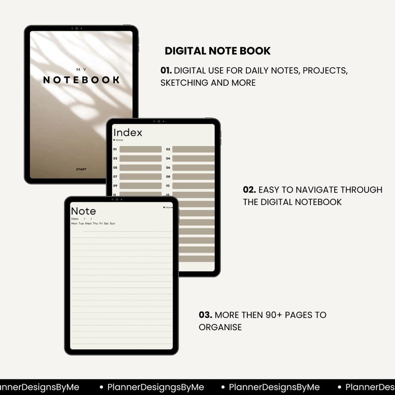 Digital notebook, iPad notebook, Digital planning, PDF Template, Goodnotes template, Hyperlinked planner, Editable planners, E-ink planner, All in one planner, Journal PDF, Aesthetic planner, Interactive PDF