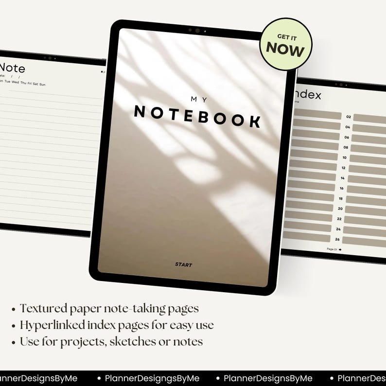 Digital notebook, iPad notebook, Digital planning, PDF Template, Goodnotes template, Hyperlinked planner, Editable planners, E-ink planner, All in one planner, Journal PDF, Aesthetic planner, Interactive PDF