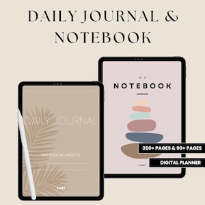Digital Daily Journal, Digital Notebook, Undated All In One Hyperlinked Planner, iPad Notability GoodNotes Planner Template