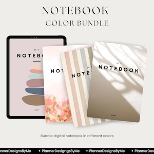 Digital Notebook Template, Goodnotes Bundle Journal, Hyperlinked All In One PDF Planner, Student Business iPad Note Book, Aesthetic Planner