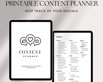 Social Media Content Planner, Fillable PDF, A4 A5