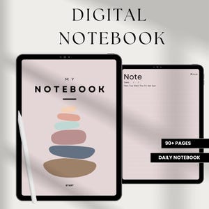 Digital Notebook Digital Journal PDF Hyperlinked Neutral Portrait Notebook for iPad Tablet GoodNotes Notability All In One Template
