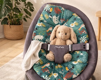 Fits Nuna Leaf pillow with jungle print, thickly filled!
